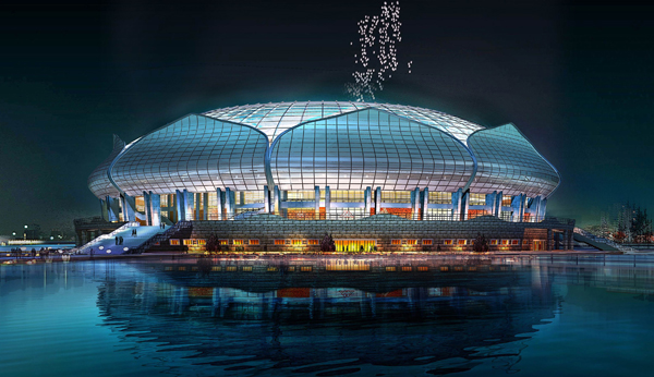 安徽池州体育馆夜景图